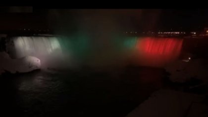 Niagara Falls in North America is Illuminated with the Colours of the Bulgarian Flag Niagara Falls in North America is Illuminated with the Colours of the Bulgarian Flag